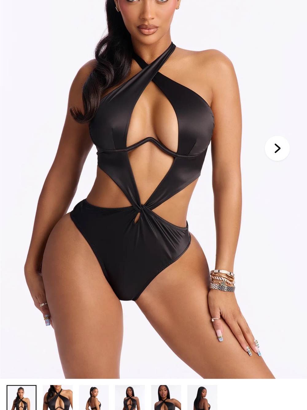 Cutout One-Piece Sunsuit in Black